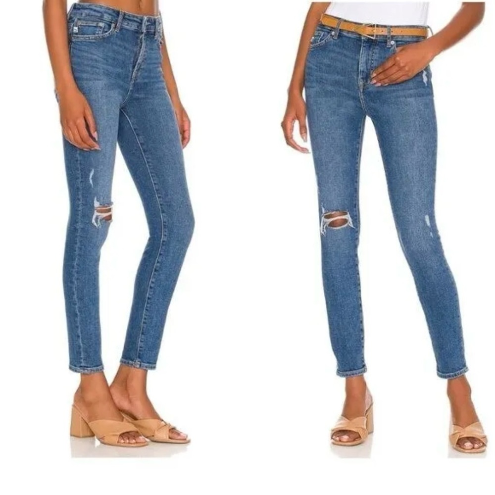 Lovers + Friends Jeans Womens 31 Ricky Skinny Denim Brighton Distressed Med Wash